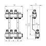 Brass distributor manifold with shut off valves and thermostatic valves